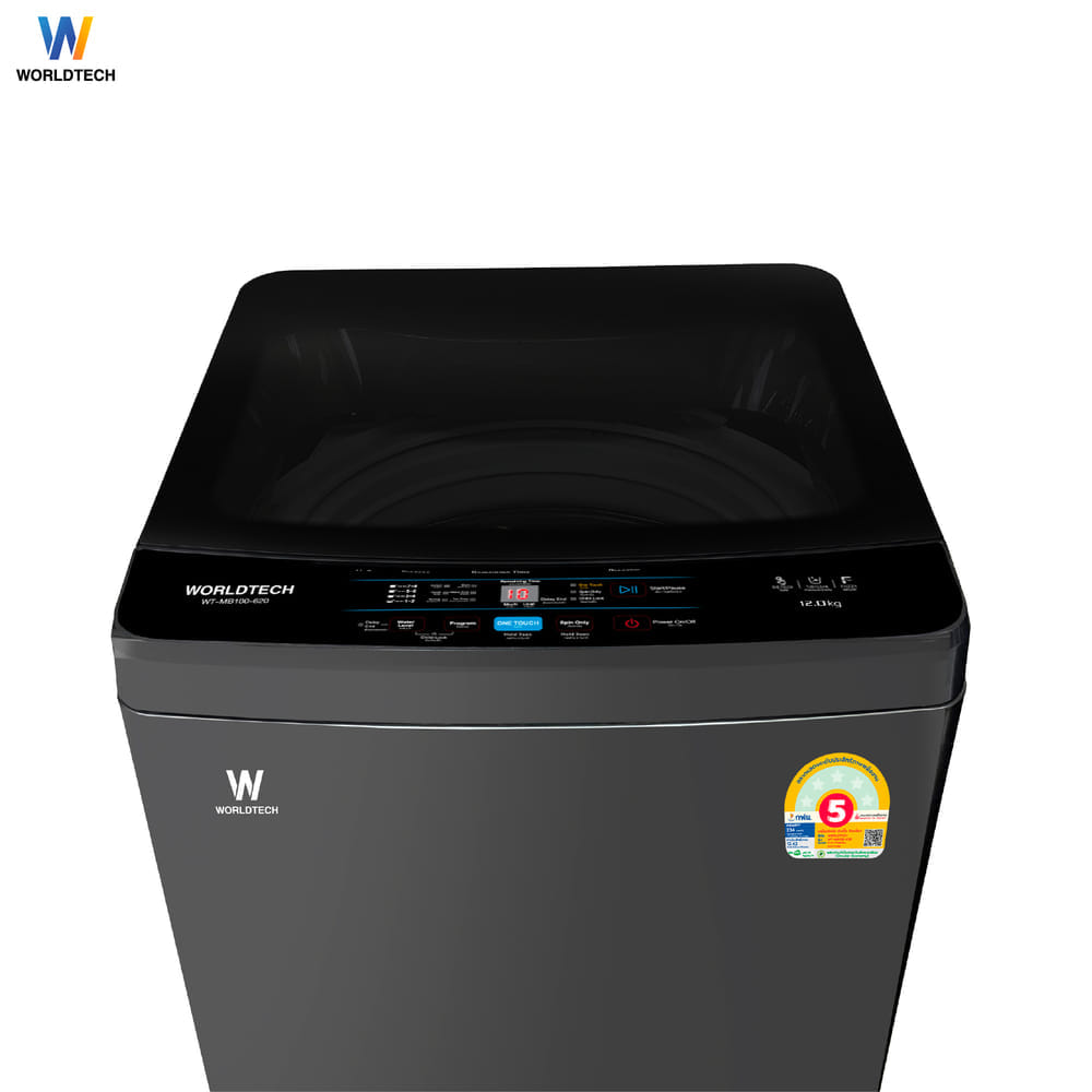 เครื่องซักผ้าฝาบน WORLDTECH รุ่น WT-MB120-620 ขนาด 12KG. สีเทา-ดำ